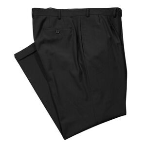 Ralph Lauren Mens Dress Pants Black Wool Blend Stretch Cuffed Pleated 40x30